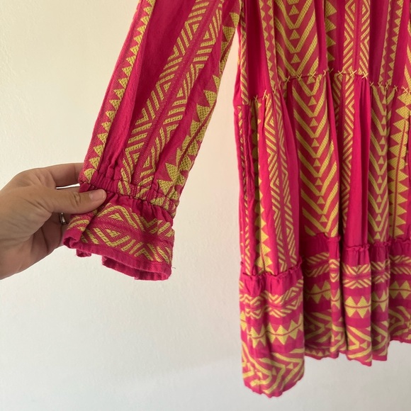 Maeve Dominique Pink &‎ Yellow Embroidered Long Sleeve Tunic Dress Size XS - Picture 7 of 15
